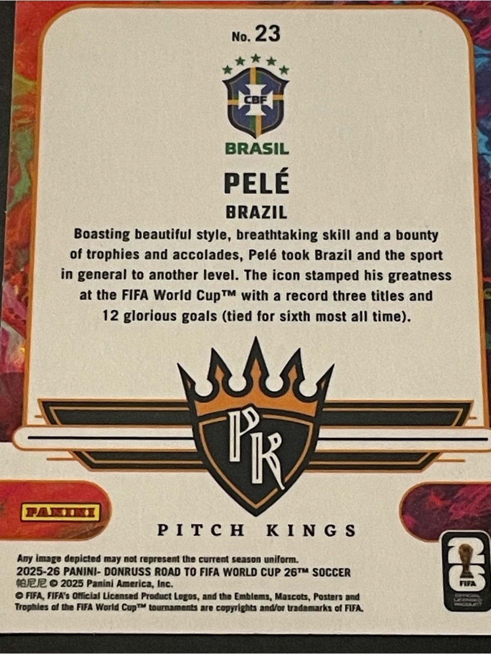 2025/26 Panini Donruss Road to FIFA World Cup Pitch Kings Pele Brazil Card - Picture 4 of 6